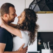 couple in kitchen - newlywed game