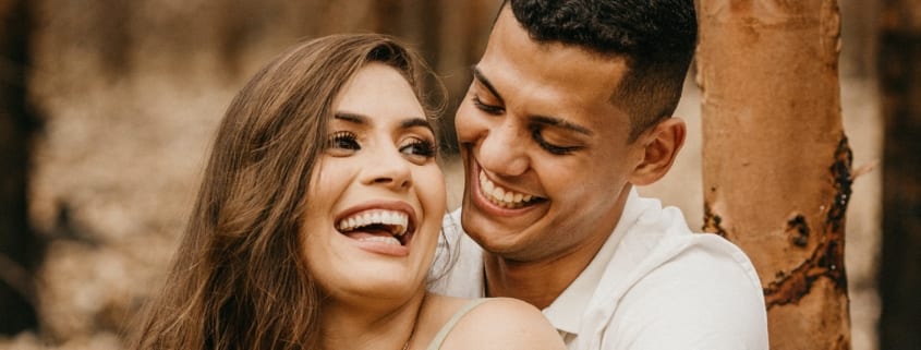 couple laughing together